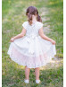 Cotton Lace Trim Tea Length Chic Flower Girl Dress